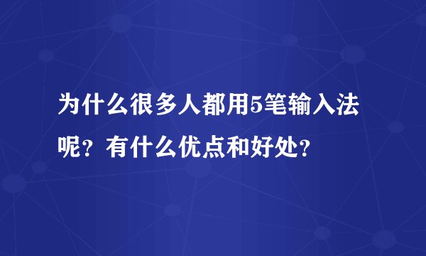 为什么很多人都用5笔输入法呢？有什么优点和好处？