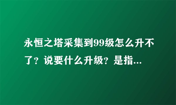 永恒之塔采集到99级怎么升不了？说要什么升级？是指什么升级？