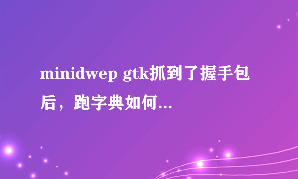 minidwep gtk抓到了握手包后，跑字典如何跑，字典如何加载，菜鸟飞走，请老鸟指点！