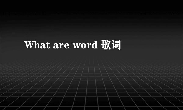 What are word 歌词