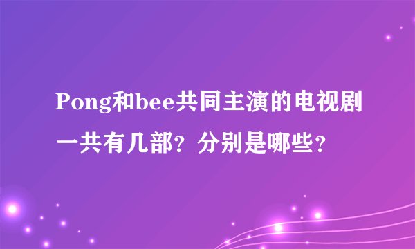 Pong和bee共同主演的电视剧一共有几部？分别是哪些？