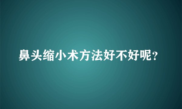 鼻头缩小术方法好不好呢？