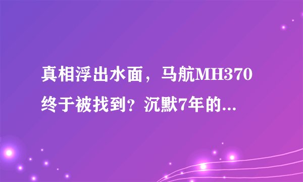 真相浮出水面，马航MH370终于被找到？沉默7年的谜团或解开！