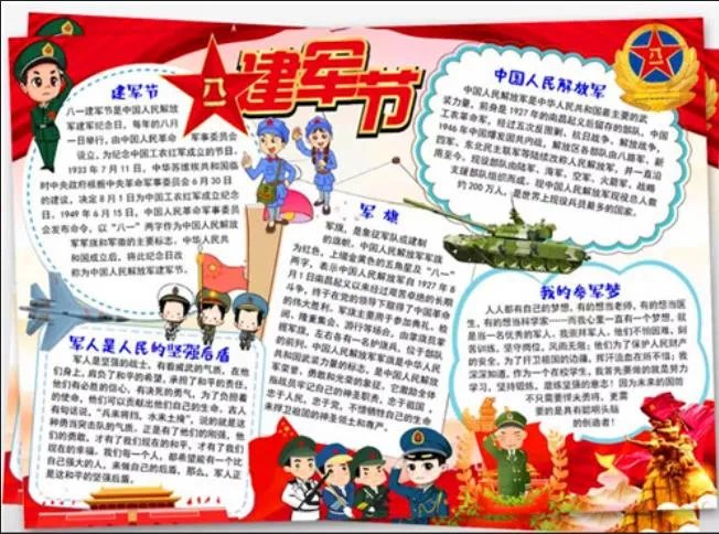 2020建军节手抄报大全图片 2020八一建军节手抄报简单图片