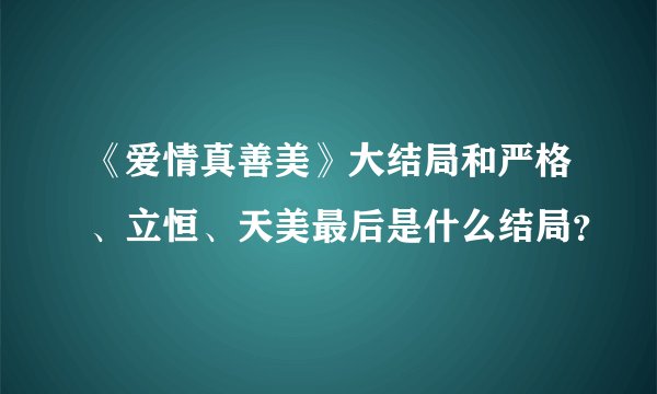 《爱情真善美》大结局和严格、立恒、天美最后是什么结局？