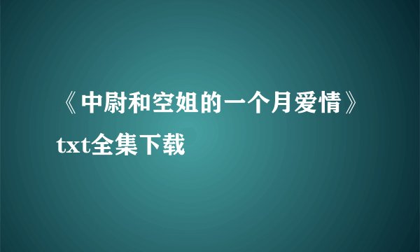 《中尉和空姐的一个月爱情》txt全集下载