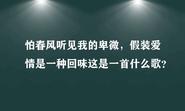 怕春风听见我的卑微，假装爱情是一种回味这是一首什么歌？