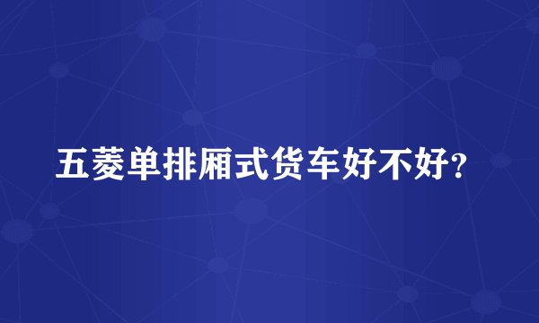 五菱单排厢式货车好不好？