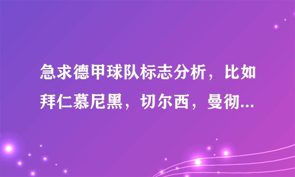 急求德甲球队标志分析，比如拜仁慕尼黑，切尔西，曼彻斯特联等球队的标志分析