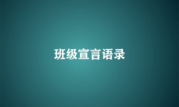 班级宣言语录