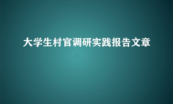 大学生村官调研实践报告文章