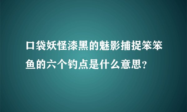 口袋妖怪漆黑的魅影捕捉笨笨鱼的六个钓点是什么意思？