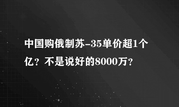 中国购俄制苏-35单价超1个亿？不是说好的8000万？