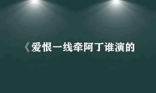 《爱恨一线牵阿丁谁演的