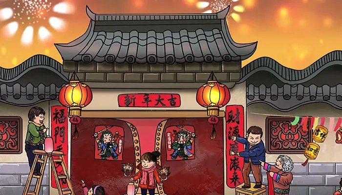 一个门神怎么贴