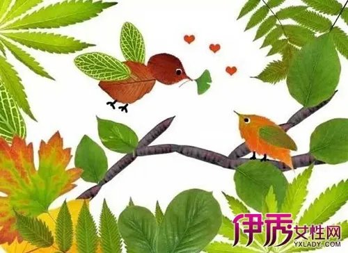 儿童树叶粘贴画图片
