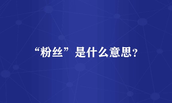 “粉丝”是什么意思？