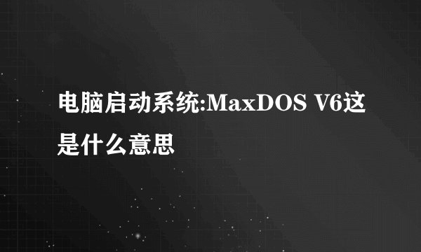 电脑启动系统:MaxDOS V6这是什么意思
