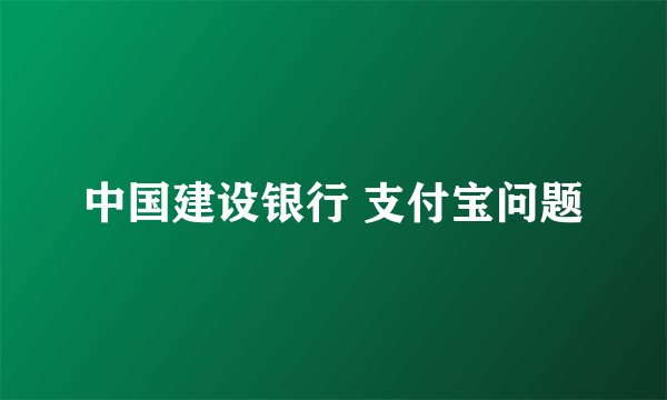 中国建设银行 支付宝问题
