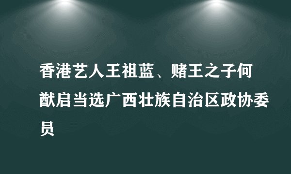 香港艺人王祖蓝、赌王之子何猷启当选广西壮族自治区政协委员