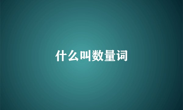 什么叫数量词
