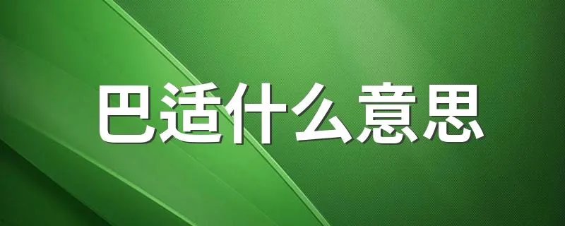 巴适什么意思 巴适的意思