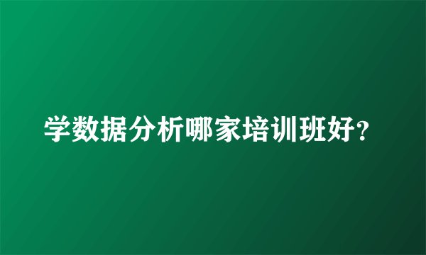 学数据分析哪家培训班好？
