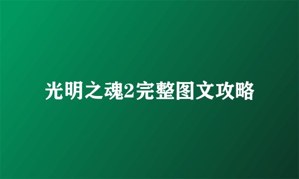 光明之魂2完整图文攻略