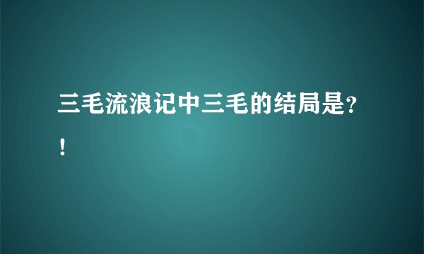 三毛流浪记中三毛的结局是？！