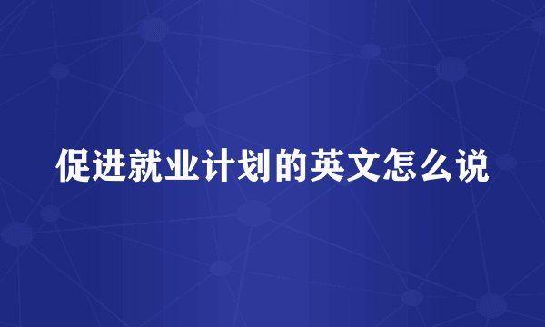 促进就业计划的英文怎么说