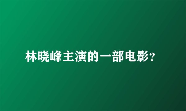 林晓峰主演的一部电影？