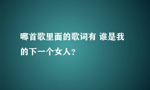 哪首歌里面的歌词有 谁是我的下一个女人？