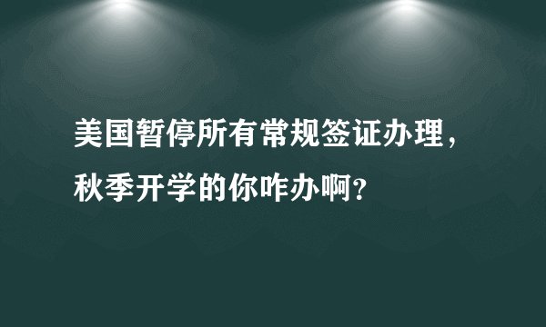 美国暂停所有常规签证办理，秋季开学的你咋办啊？