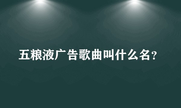 五粮液广告歌曲叫什么名？