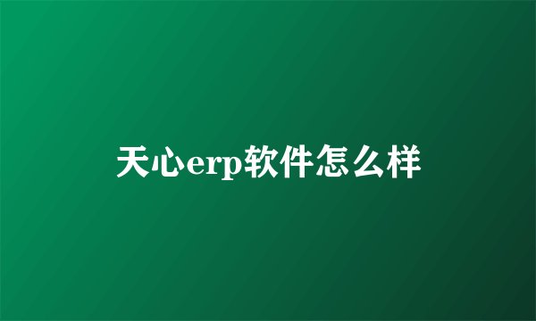 天心erp软件怎么样