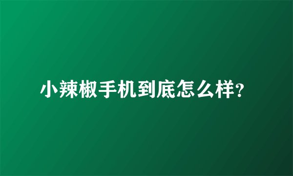 小辣椒手机到底怎么样？