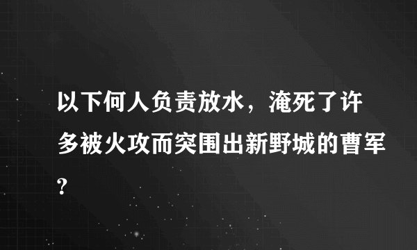 以下何人负责放水，淹死了许多被火攻而突围出新野城的曹军？