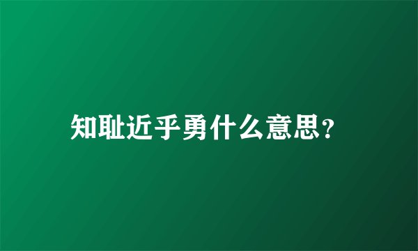 知耻近乎勇什么意思？
