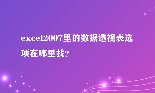 excel2007里的数据透视表选项在哪里找？