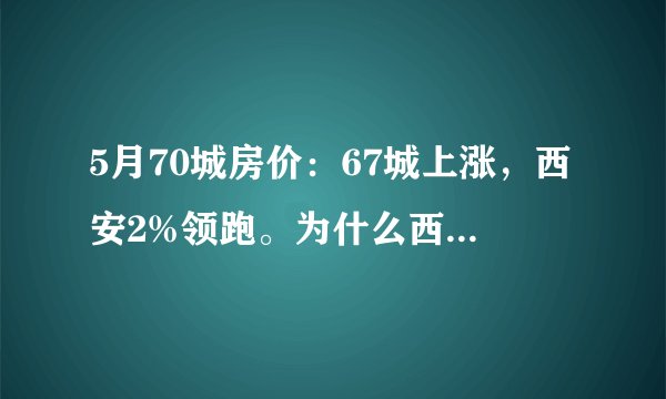 5月70城房价：67城上涨，西安2%领跑。为什么西安一直涨？大家怎么看？