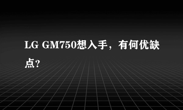 LG GM750想入手，有何优缺点？