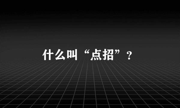 什么叫“点招”？