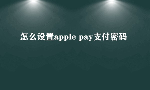 怎么设置apple pay支付密码