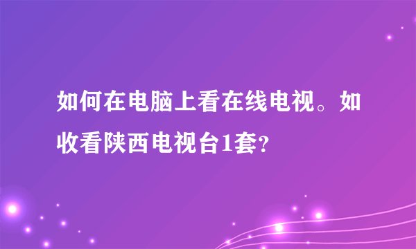 如何在电脑上看在线电视。如收看陕西电视台1套？