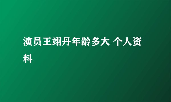 演员王翊丹年龄多大 个人资料