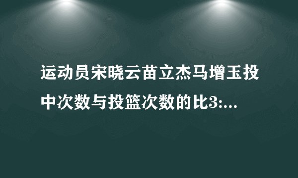 运动员宋晓云苗立杰马增玉投中次数与投篮次数的比3:55:175:6哪名运动员的投篮命中率最高？哪名运动员的投篮命中率最低？为什么？