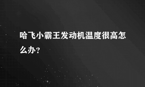 哈飞小霸王发动机温度很高怎么办？