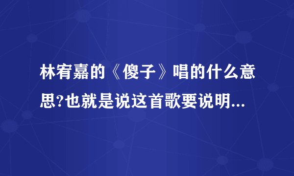 林宥嘉的《傻子》唱的什么意思?也就是说这首歌要说明个什么问题？