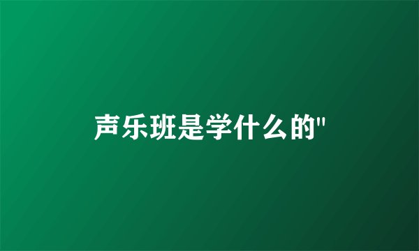 声乐班是学什么的