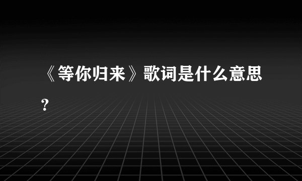 《等你归来》歌词是什么意思？
